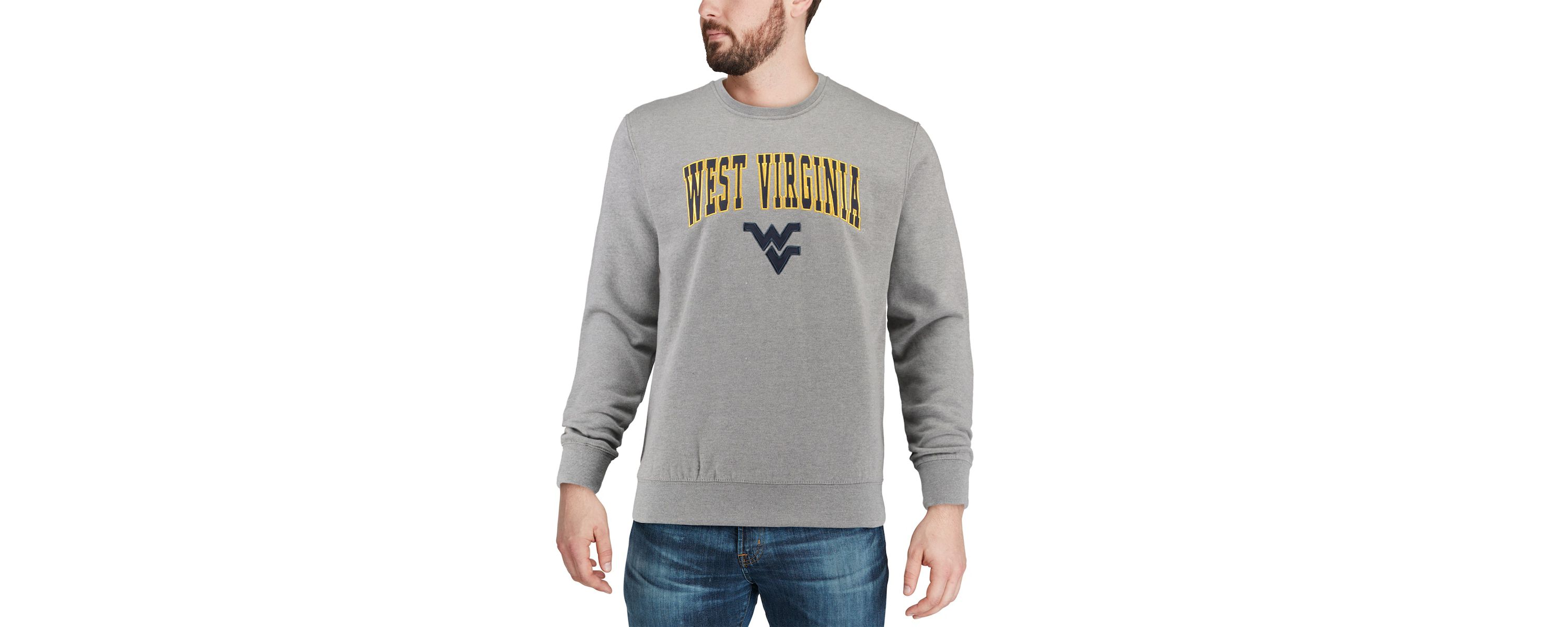 NCAA West Virginia Mountaineers Arch & Logo Crew Neck Sweatshirt