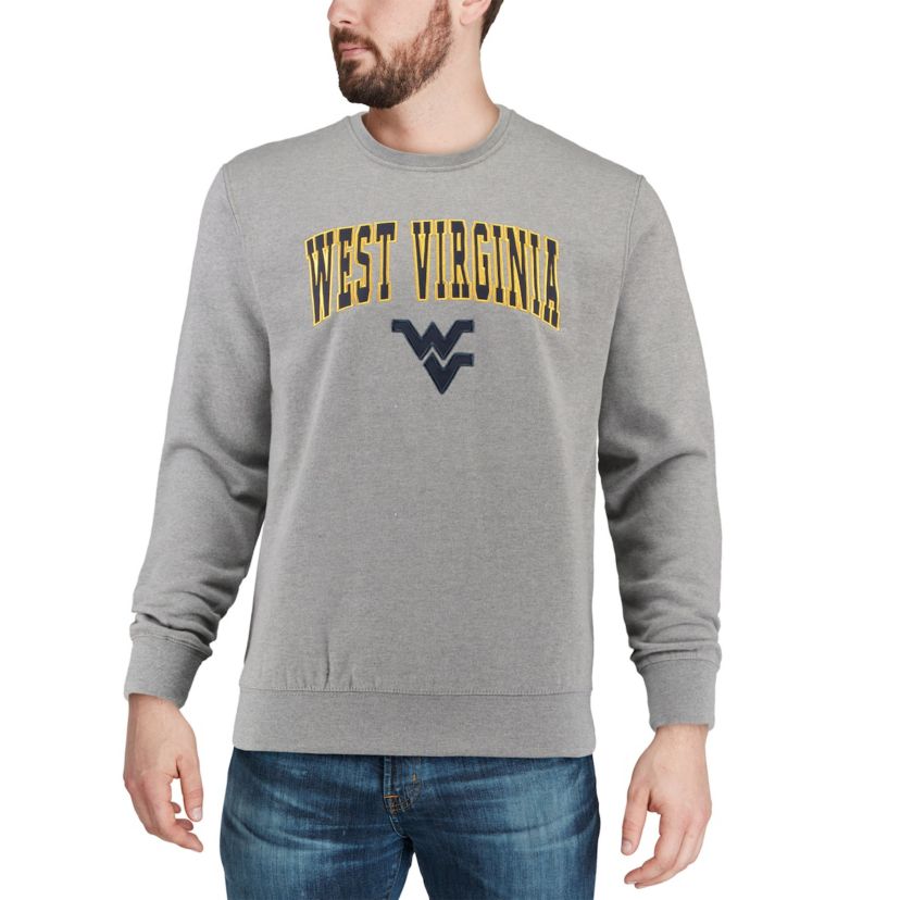 NCAA West Virginia Mountaineers Arch & Logo Crew Neck Sweatshirt