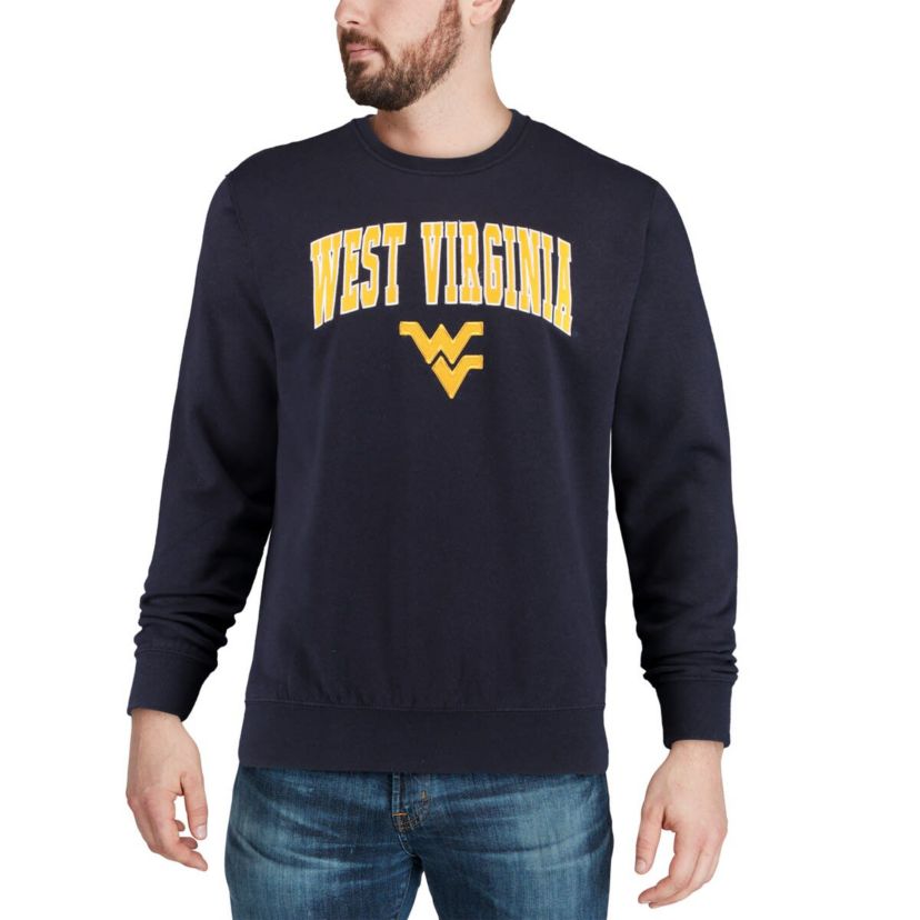 NCAA West Virginia Mountaineers Arch & Logo Crew Neck Sweatshirt