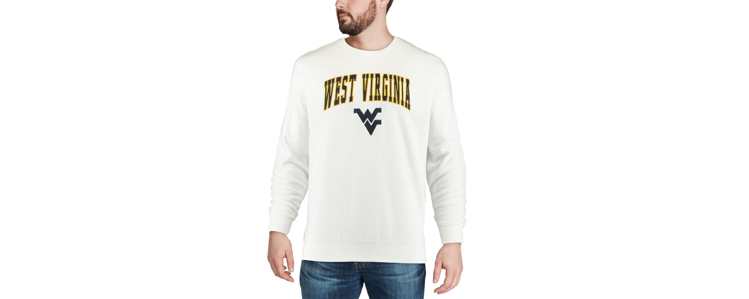 NCAA West Virginia Mountaineers Arch & Logo Crew Neck Sweatshirt