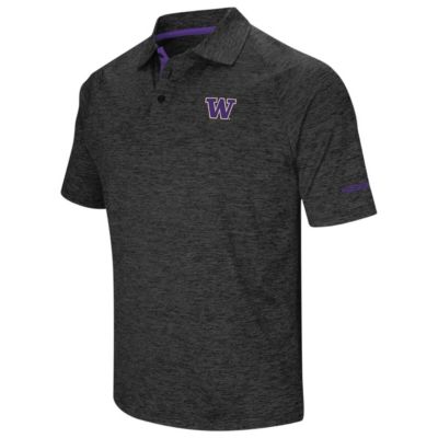 Colosseum Men's NCAA Washington Huskies Big & Tall Down Swing Polo, Black, 5XL Big