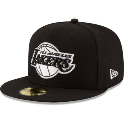 New Era Men's NBA Los Angeles Lakers & Logo 59FIFTY Fitted Hat, Black, 7 3/8