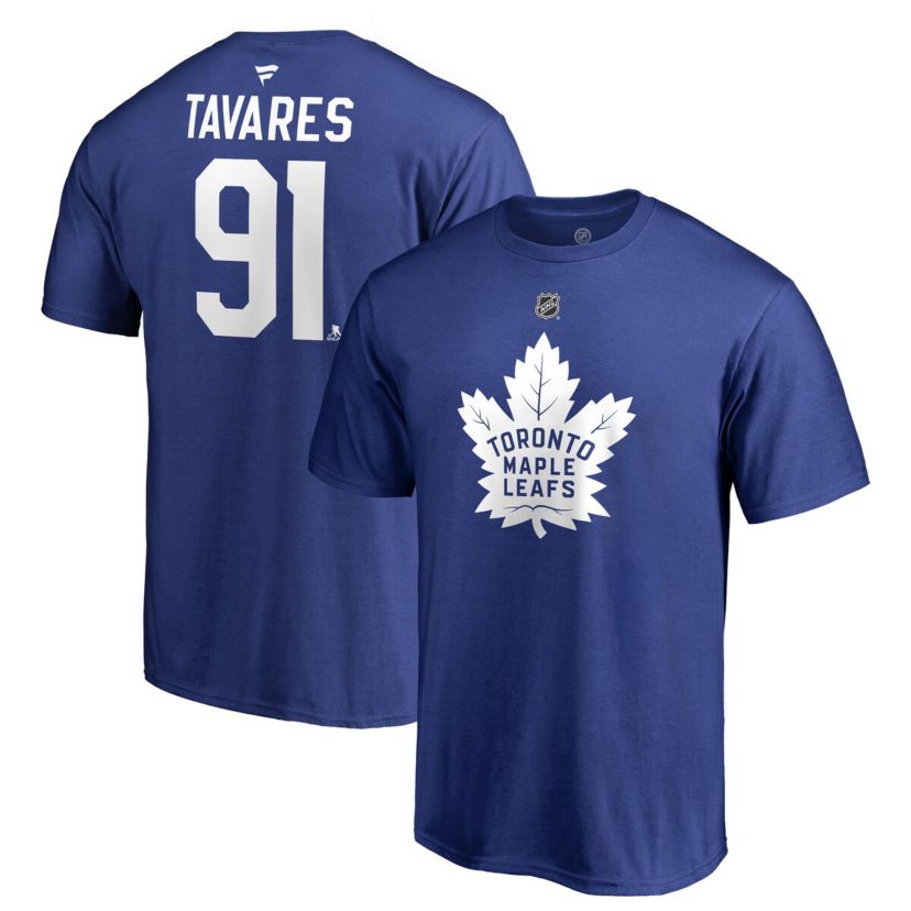 NHL Fanatics John Tavares Toronto Maple Leafs Authentic Stack Name & Number T-Shirt