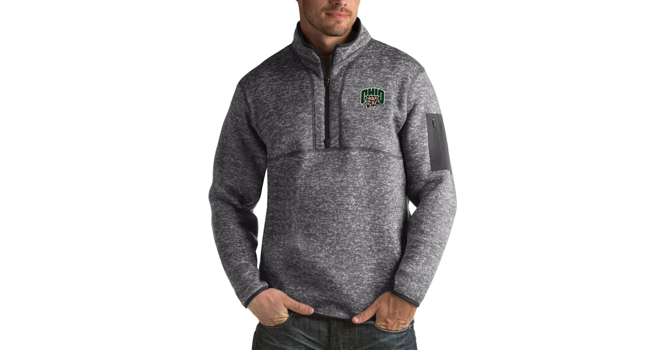 NCAA Ohio Bobcats Fortune Big & Tall Quarter-Zip Pullover Jacket