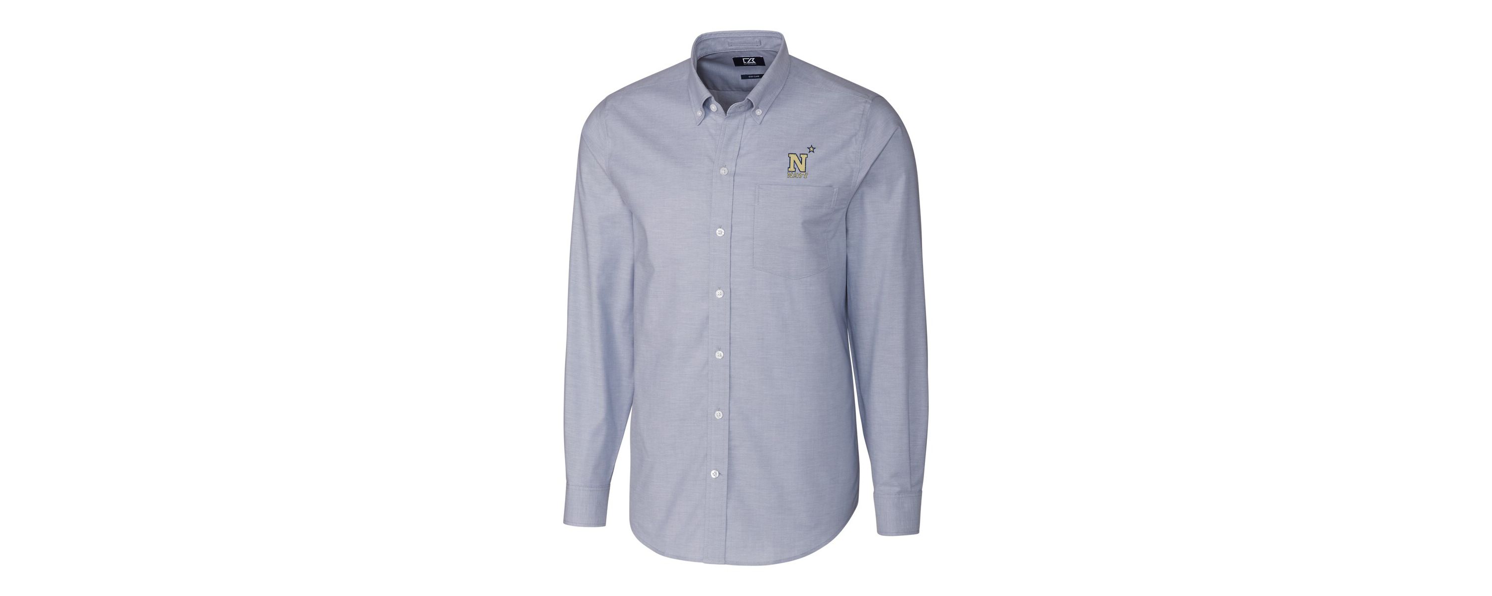 Navy Midshipmen NCAA Light Midshipmen Stretch Oxford Big & Tall Long Sleeve Button-Down Shirt