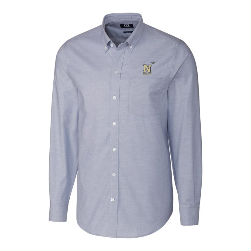 Navy Midshipmen NCAA Light Midshipmen Stretch Oxford Big & Tall Long Sleeve Button-Down Shirt