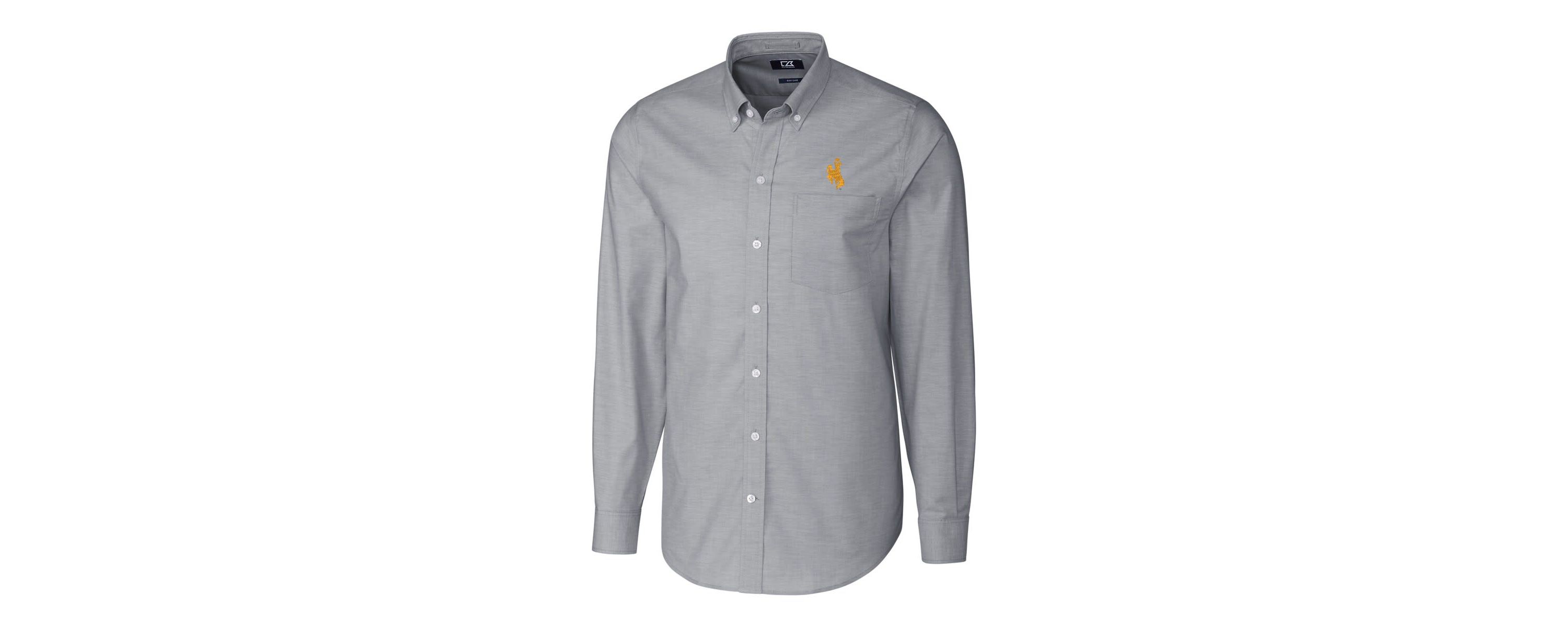 NCAA Wyoming Cowboys Stretch Oxford Big & Tall Long Sleeve Button-Down Shirt