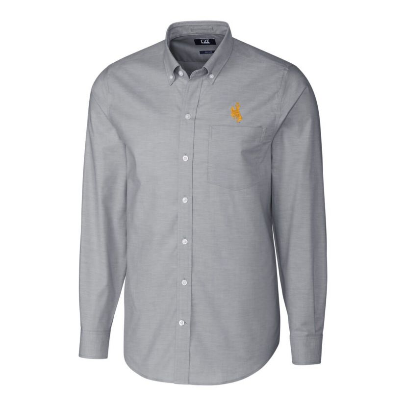 NCAA Wyoming Cowboys Stretch Oxford Big & Tall Long Sleeve Button-Down Shirt