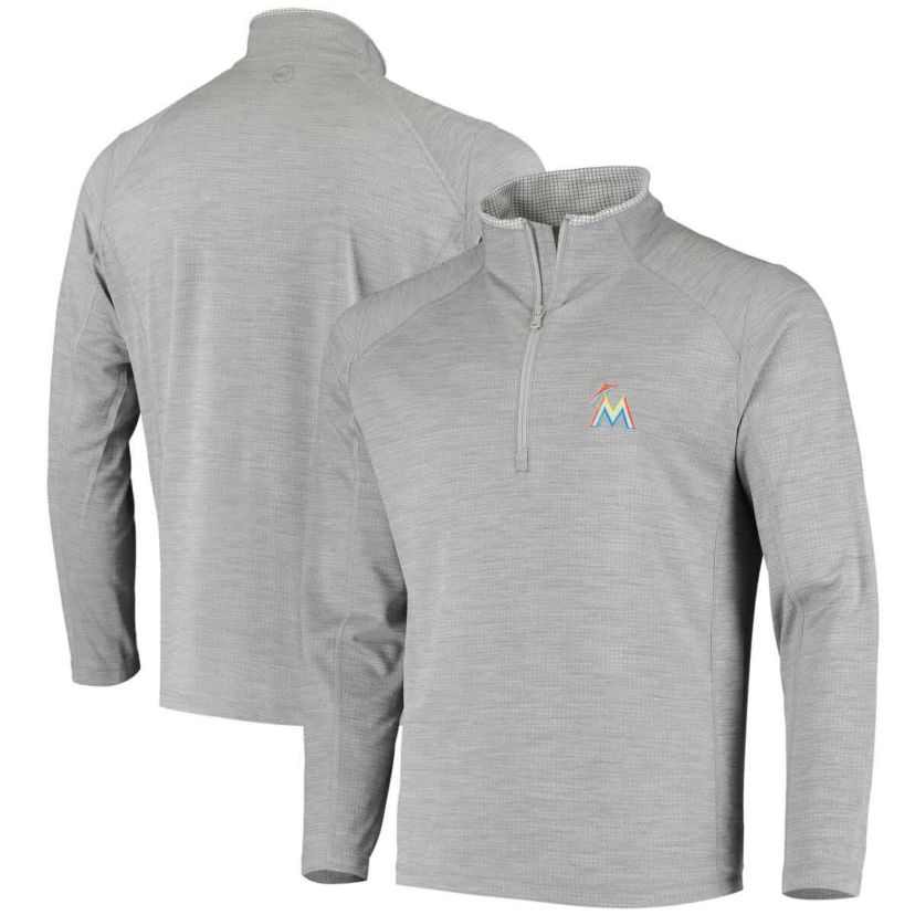 MLB Vineyard Vines Miami Marlins Performance Sankaty Half-Zip Pullover Top