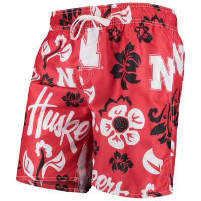 Wes & Willy Men's Nebraska Cornhuskers NCAA Nebraska Huskers Floral Volley Swim Trunks