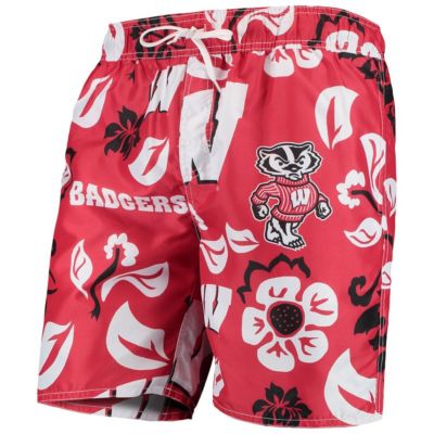 NCAA Wisconsin Badgers Floral Volley Swim Trunks