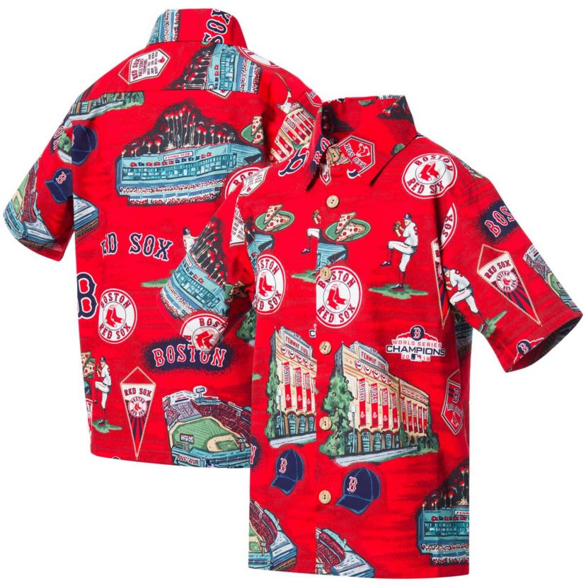 Boston Red Sox MLB Boston Sox Scenic Button-Down Shirt - Red