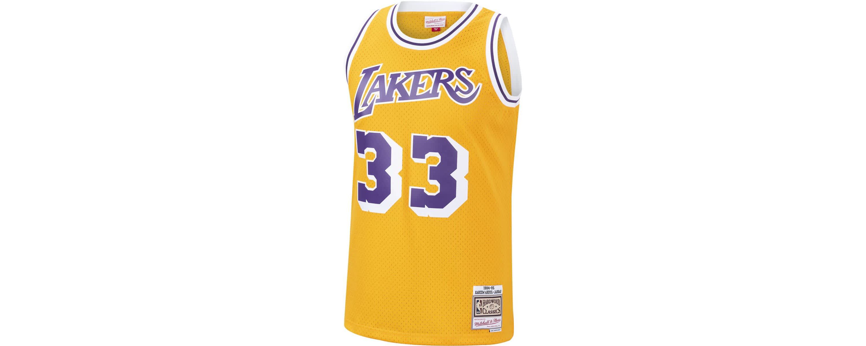 NBA Kareem Abdul-Jabbar Los Angeles Lakers Hardwood Classics Swingman Jersey