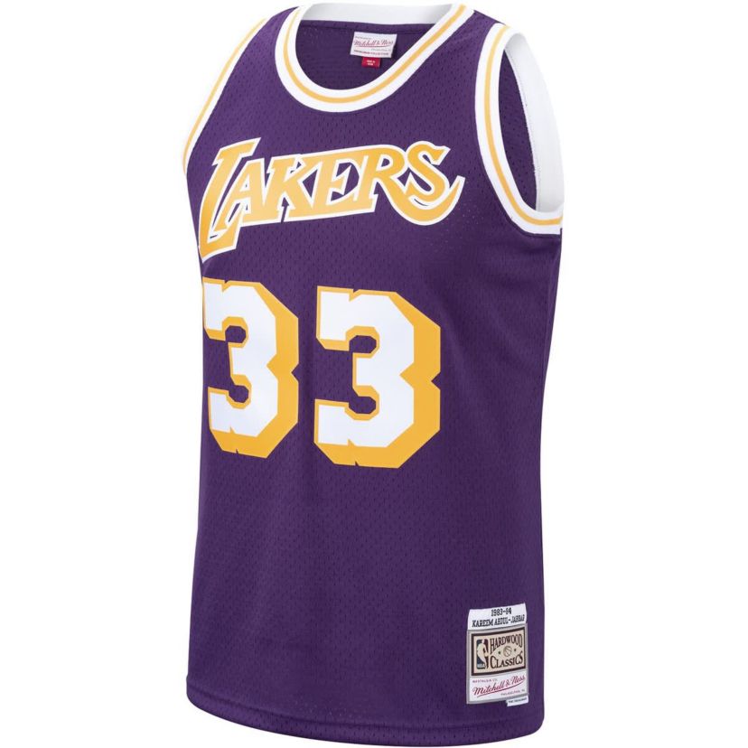 NBA Kareem Abdul-Jabbar Los Angeles Lakers Hardwood Classics Swingman Jersey
