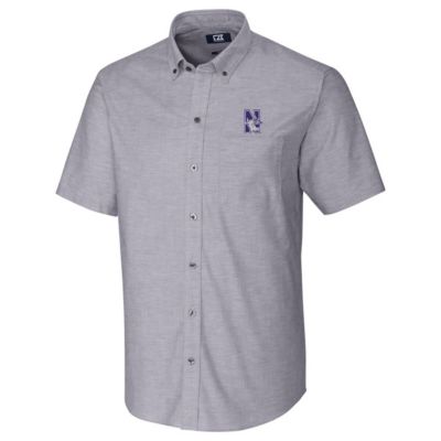 NCAA Northwestern Wildcats Stretch Oxford Button-Down Short Sleeve Shirt