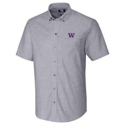 NCAA Washington Huskies Stretch Oxford Button-Down Short Sleeve Shirt