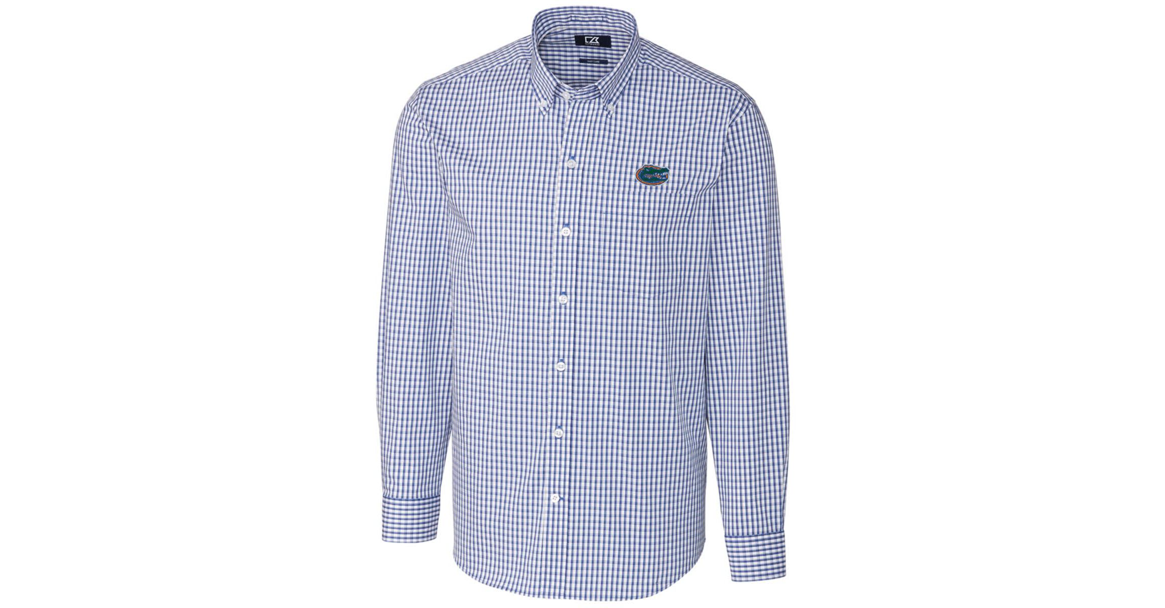 NCAA Florida Gators Big & Tall Stretch Gingham Long Sleeve Button Down Shirt