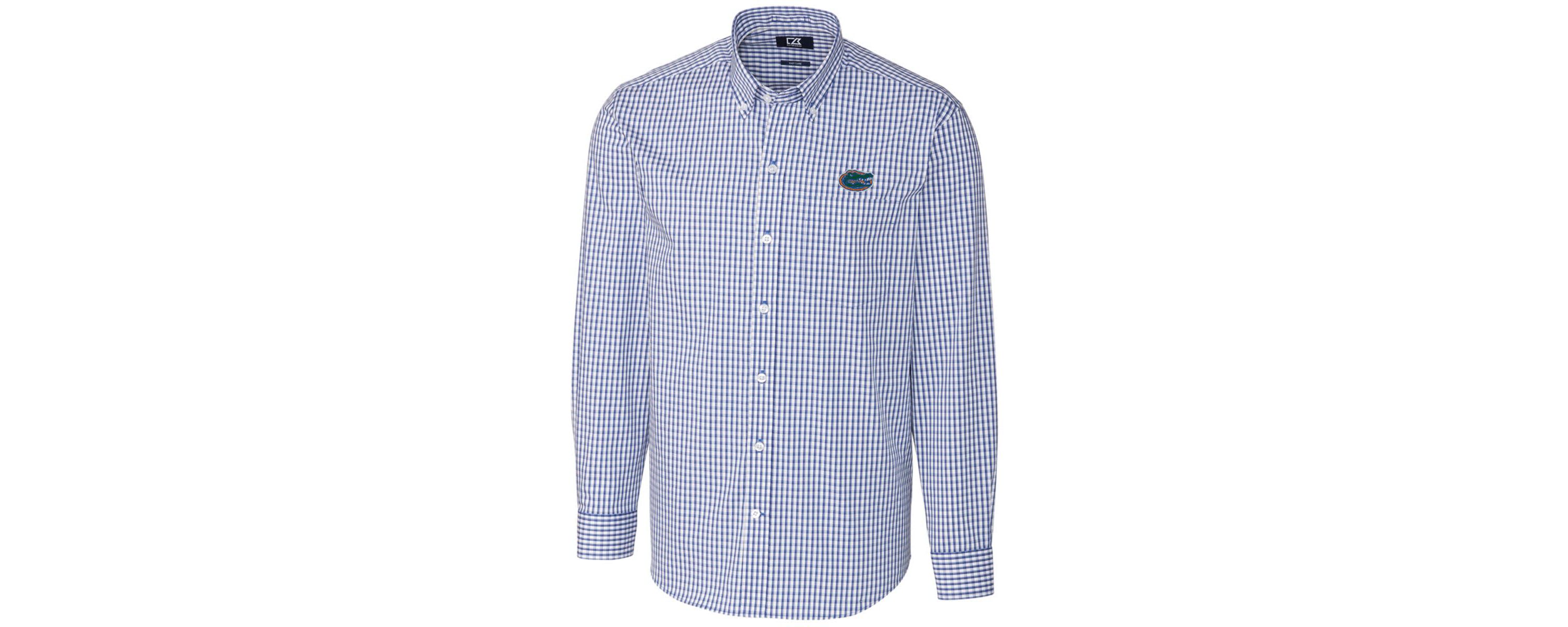 NCAA Florida Gators Big & Tall Stretch Gingham Long Sleeve Button Down Shirt