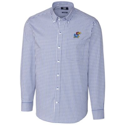 NCAA Kansas Jayhawks Big & Tall Stretch Gingham Long Sleeve Button Down Shirt