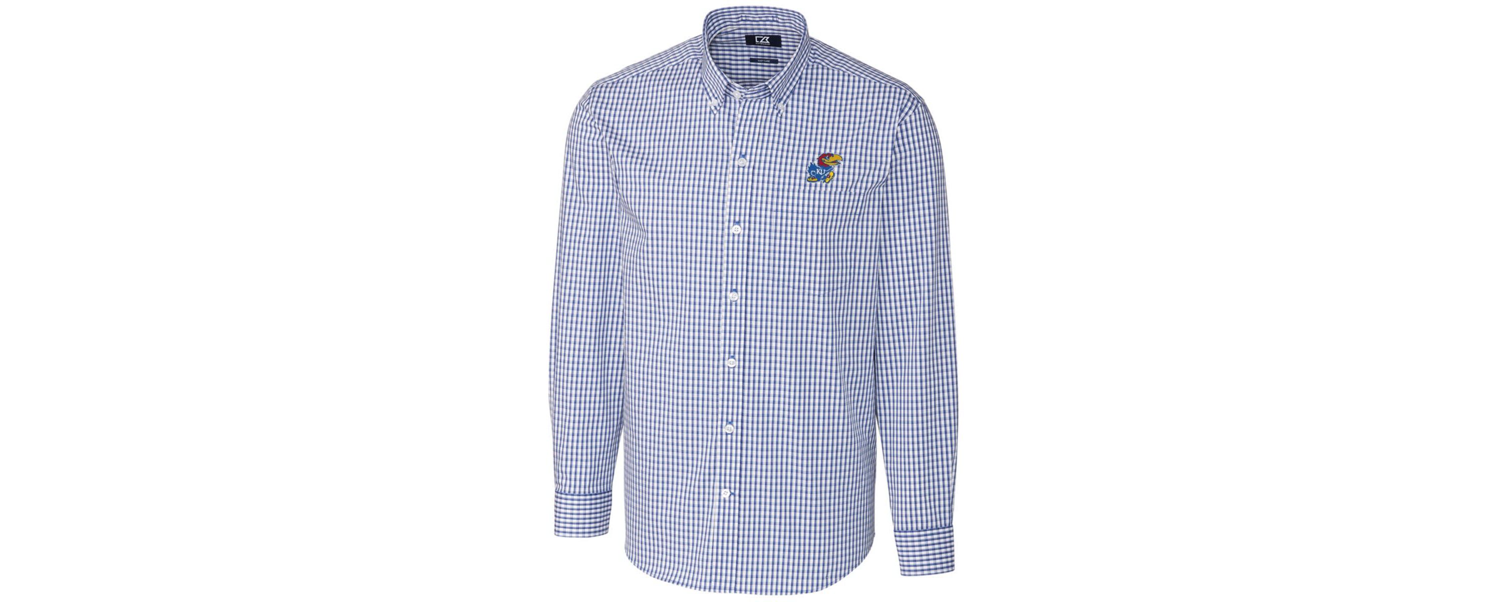 NCAA Kansas Jayhawks Big & Tall Stretch Gingham Long Sleeve Button Down Shirt