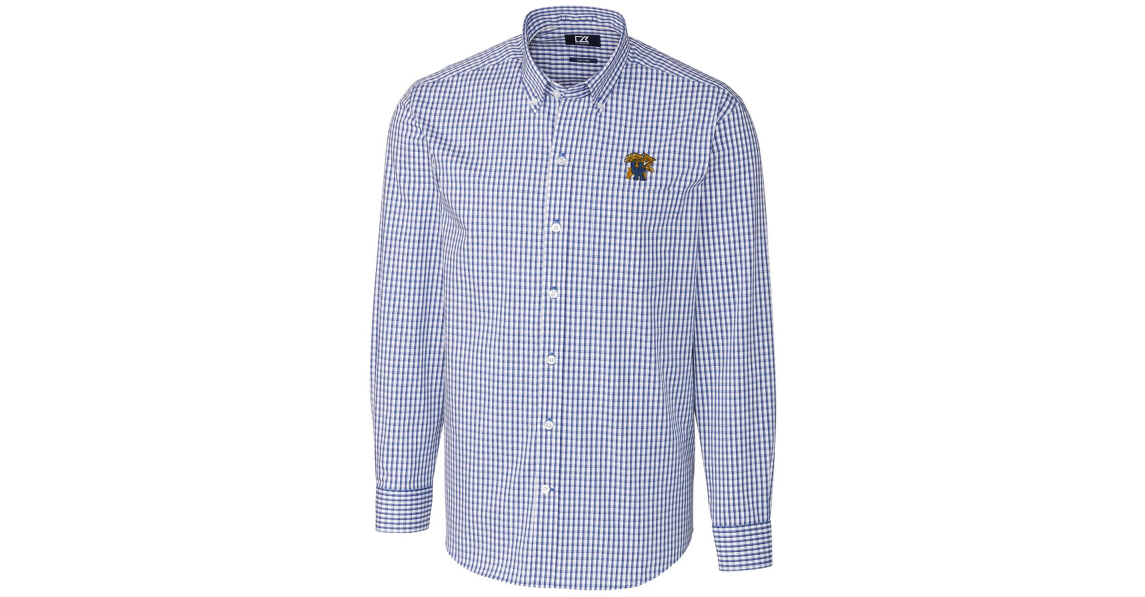 NCAA Kentucky Wildcats Big & Tall Stretch Gingham Long Sleeve Button Down Shirt