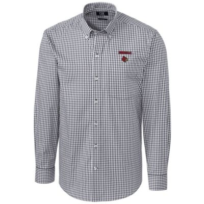 NCAA Louisville Cardinals Big & Tall Stretch Gingham Long Sleeve Button Down Shirt