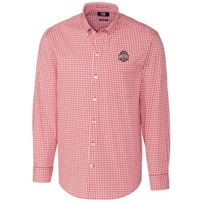 NCAA Ohio State Buckeyes Big & Tall Stretch Gingham Long Sleeve Button Down Shirt