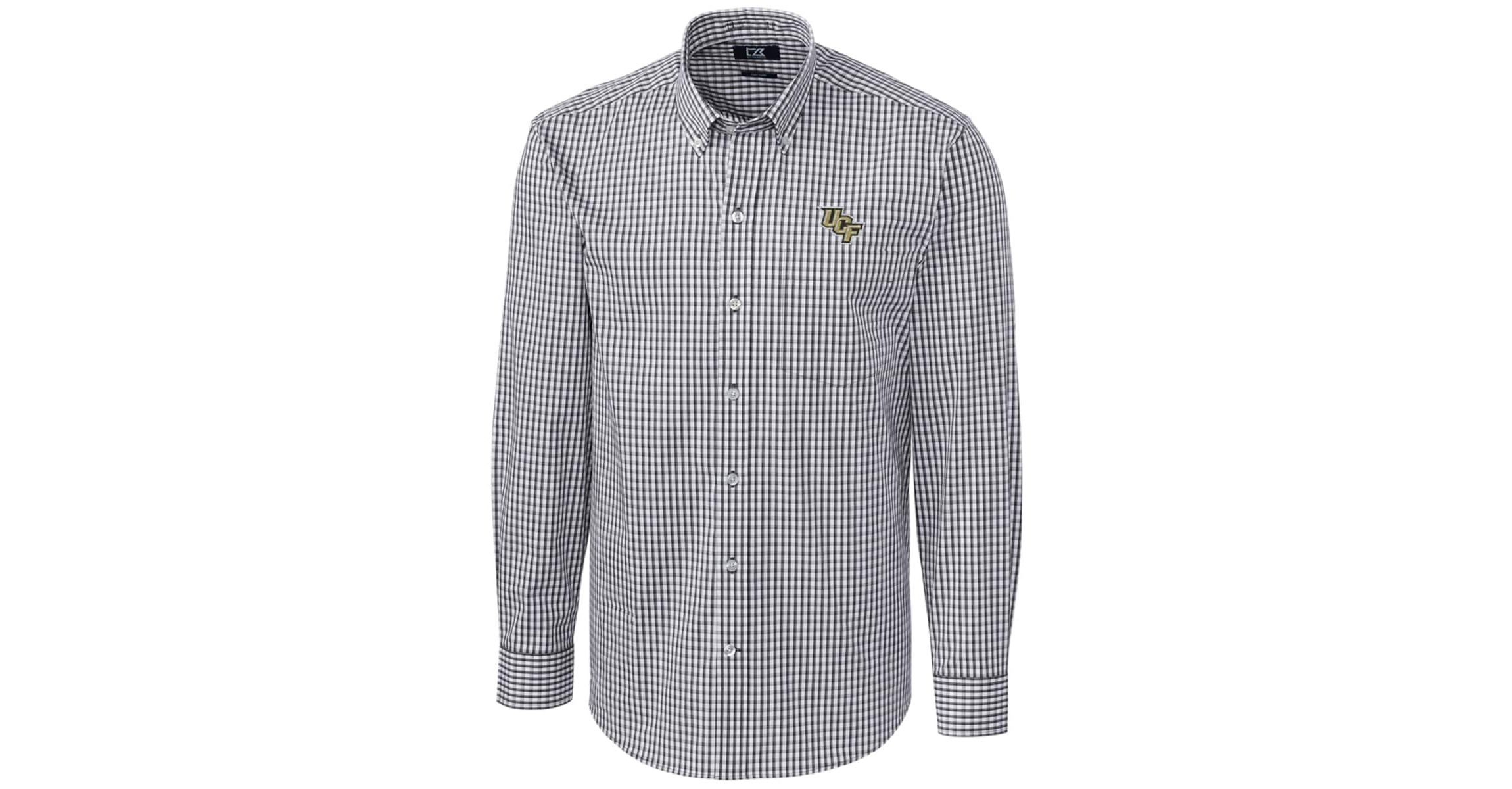 NCAA UCF Knights Big & Tall Stretch Gingham Long Sleeve Button Down Shirt
