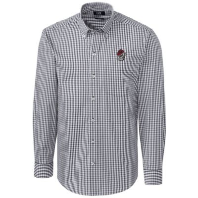 NCAA Georgia Bulldogs Big & Tall Stretch Gingham Long Sleeve Button Down Shirt