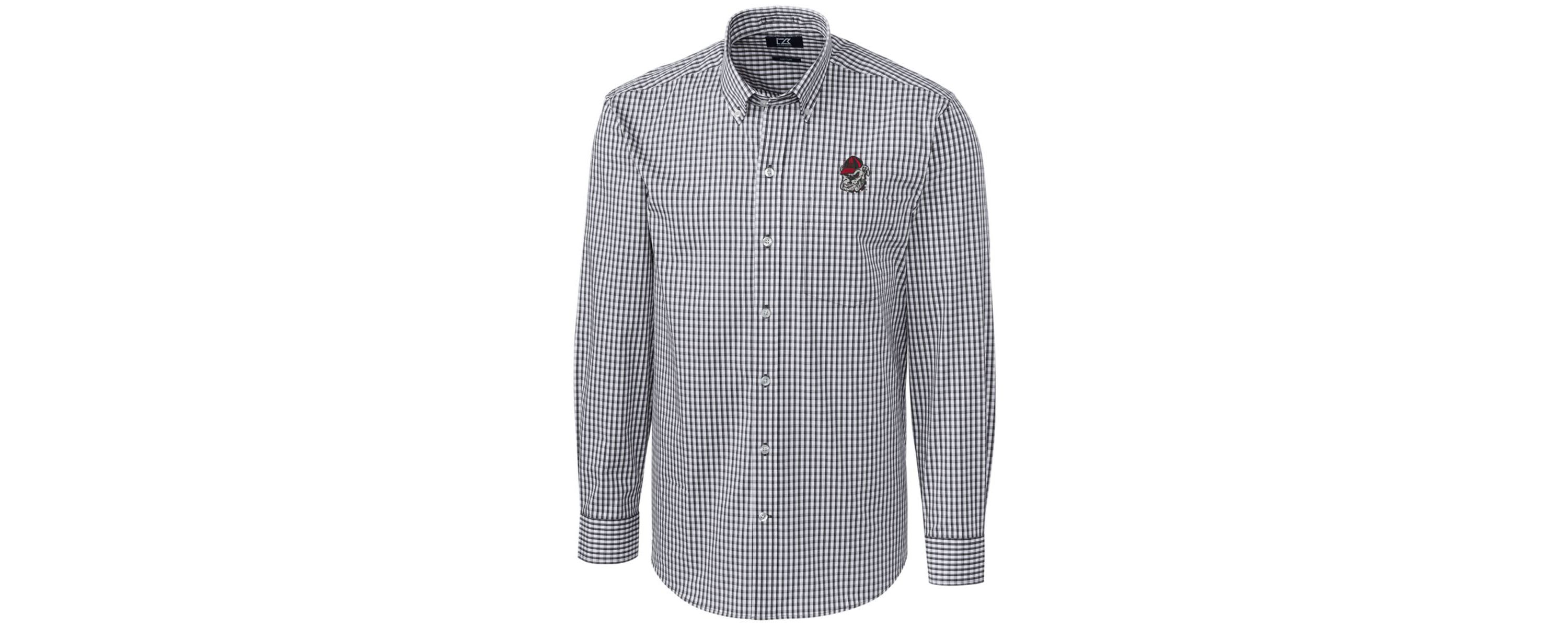 NCAA Georgia Bulldogs Big & Tall Stretch Gingham Long Sleeve Button Down Shirt