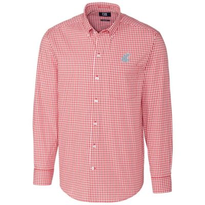 NCAA Washington State Cougars Big & Tall Stretch Gingham Long Sleeve Button Down Shirt