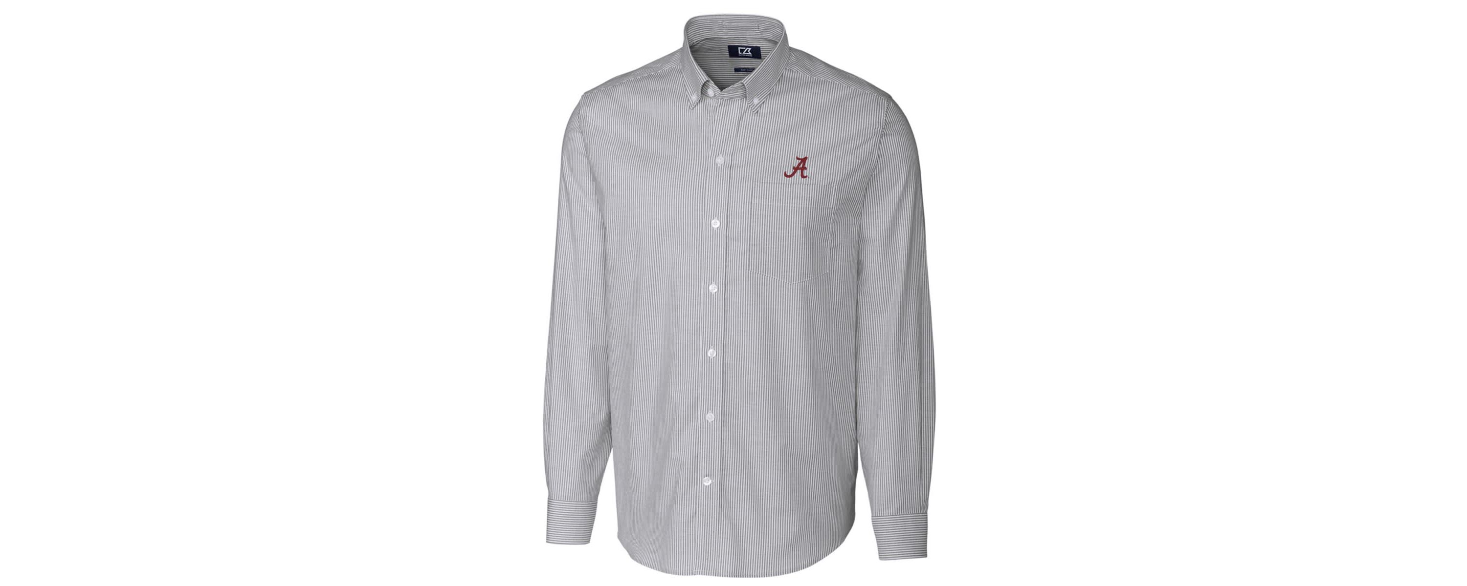Alabama Crimson Tide NCAA Alabama Tide Big & Tall Stretch Oxford Stripe Long Sleeve Button Down Shirt