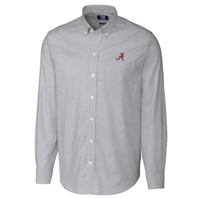 Alabama Crimson Tide NCAA Alabama Tide Big & Tall Stretch Oxford Stripe Long Sleeve Button Down Shirt