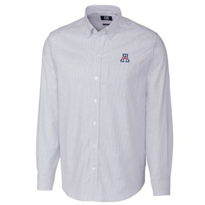 NCAA Light Arizona Wildcats Big & Tall Stretch Oxford Stripe Long Sleeve Button Down Shirt