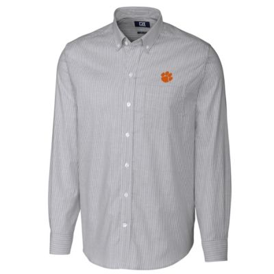 NCAA Clemson Tigers Big & Tall Stretch Oxford Stripe Long Sleeve Button Down Shirt