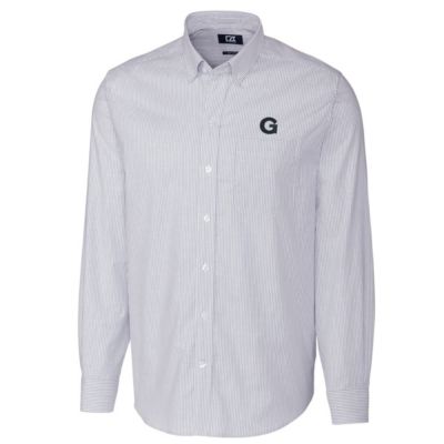 NCAA Light Georgetown Hoyas Big & Tall Stretch Oxford Stripe Long Sleeve Button Down Shirt