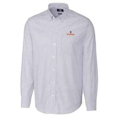 NCAA Light Illinois Fighting Illini Big & Tall Stretch Oxford Stripe Long Sleeve Button Down Shirt