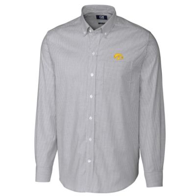 NCAA Iowa Hawkeyes Big & Tall Stretch Oxford Stripe Long Sleeve Button Down Shirt