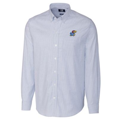 NCAA Kansas Jayhawks Big & Tall Stretch Oxford Stripe Long Sleeve Button Down Shirt