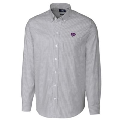 NCAA Kansas State Wildcats Big & Tall Stretch Oxford Stripe Long Sleeve Button Down Shirt