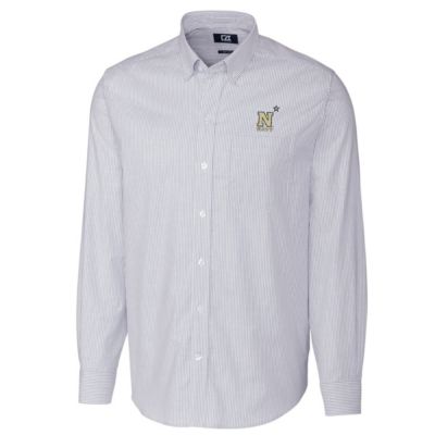 Navy Midshipmen NCAA Light Big & Tall Stretch Oxford Stripe Long Sleeve Button Down Shirt