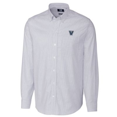 NCAA Light Villanova Wildcats Big & Tall Stretch Oxford Stripe Long Sleeve Button Down Shirt