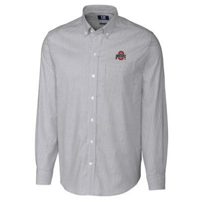 NCAA Ohio State Buckeyes Big & Tall Stretch Oxford Stripe Long Sleeve Button Down Shirt