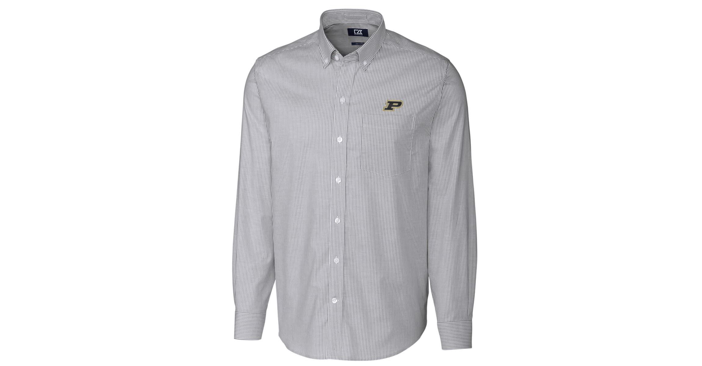 NCAA Purdue Boilermakers Big & Tall Stretch Oxford Stripe Long Sleeve Button Down Shirt