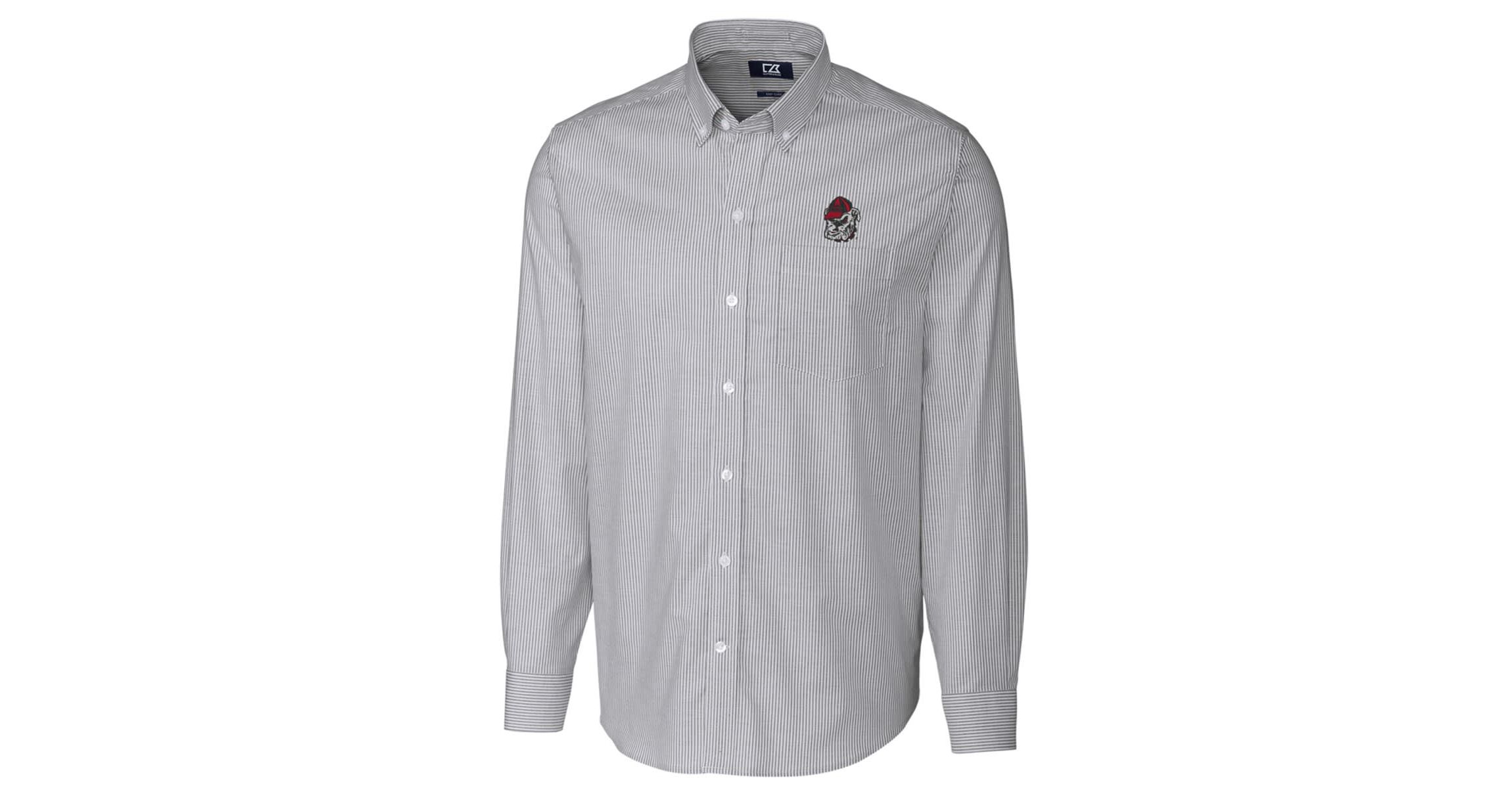 NCAA Georgia Bulldogs Big & Tall Stretch Oxford Stripe Long Sleeve Button Down Shirt