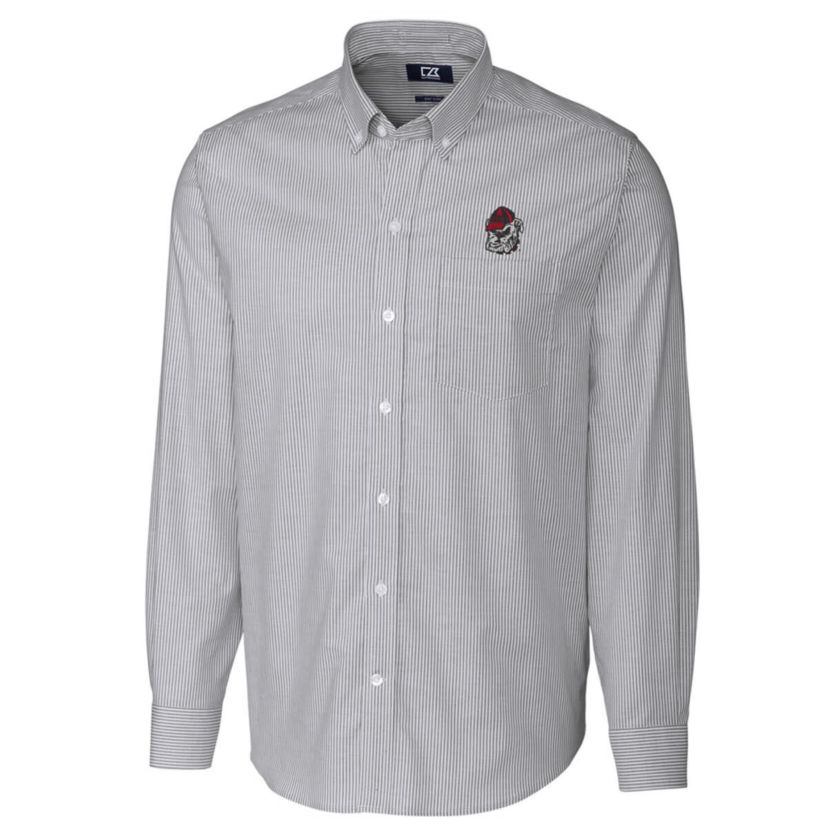 NCAA Georgia Bulldogs Big & Tall Stretch Oxford Stripe Long Sleeve Button Down Shirt