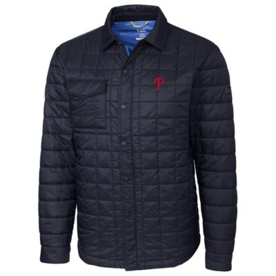 Cutter & Buck Men's MLB Philadelphia Phillies Rainier Shirt Full-Zip Jacket - Navy