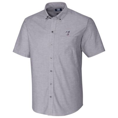 MLB Texas Rangers Short Sleeve Stretch Oxford Button-Down Shirt - Charcoal