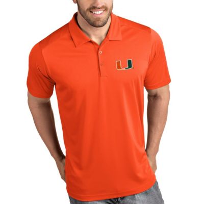 Antigua Men's Miami (FL) Hurricanes NCAA Miami Hurricanes Tribute Polo - Orange, 3XL