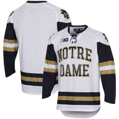 Men's NCAA Under Armour Notre Dame Fighting Irish UA Replica Hockey Jersey, White, Small